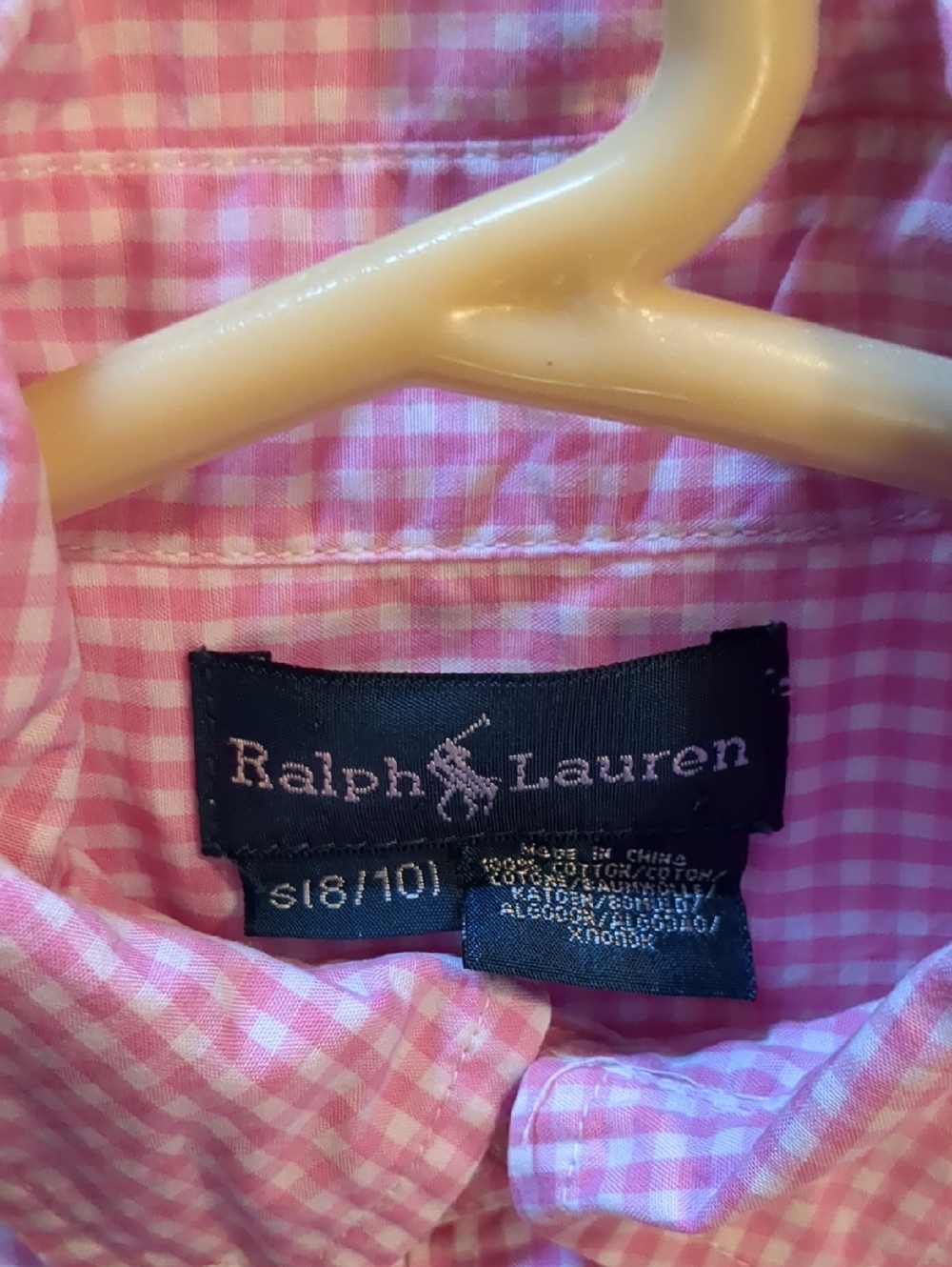 BOYS RALPH LAUREN GINGHAM PINK/WHITE SHIRT - SIZE SMALL 6/8 - Picture 2 of 6